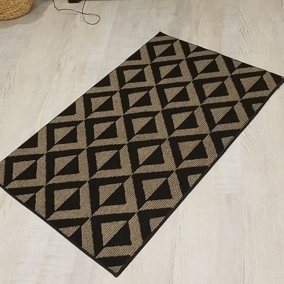 BROWN BLACK GEOMETRIC PATTERN RUG - Picture 2 of 13